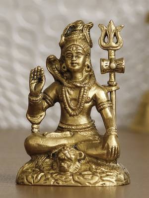 eCraftIndia Lord Shiva Idol DECORative Handcrafted Brass Figurine 1