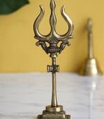 eCraftIndia Brass Trishul with Damru DECORative Handcrafted Figurine