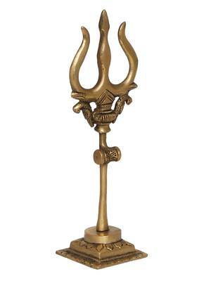 eCraftIndia Brass Trishul with Damru DECORative Handcrafted Figurine 3