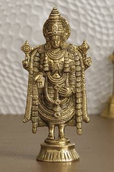 eCraftIndia Tirupati Balaji Idol DECORative Handcrafted Brass Figurine