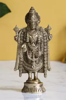 eCraftIndia Tirupati Balaji Idol DECORative Handcrafted Brass Figurine