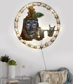 eCraftIndia Lord Krishna Playing Flute Handcrafted Iron Wall Hanging with background LED's