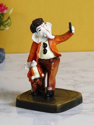 eCraftIndia Lord Ganesha Taking Selfie with Mushak Colorful Handcrafted DECORative Figurine 1