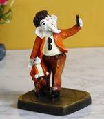 eCraftIndia Lord Ganesha Taking Selfie with Mushak Colorful Handcrafted DECORative Figurine