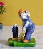 eCraftIndia Lord Ganesha Playing Cricket with Mushak Colorful Handcrafted DECORative Figurine