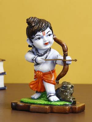 eCraftIndia Lord Ram Playing with Bow and Arrow Colorful Handcrafted DECORative Figurine 1