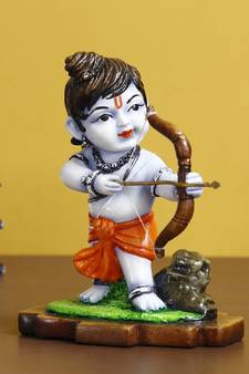 eCraftIndia Lord Ram Playing with Bow and Arrow Colorful Handcrafted DECORative Figurine