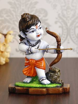 eCraftIndia Lord Ram Playing with Bow and Arrow Colorful Handcrafted DECORative Figurine 2