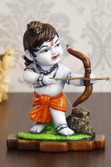 eCraftIndia Lord Ram Playing with Bow and Arrow Colorful Handcrafted DECORative Figurine