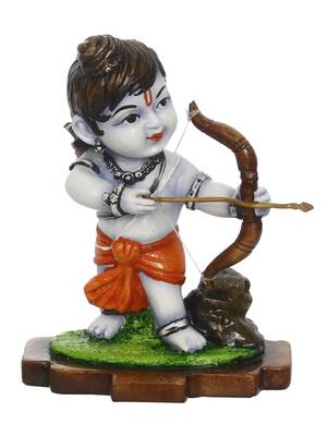 eCraftIndia Lord Ram Playing with Bow and Arrow Colorful Handcrafted DECORative Figurine 3