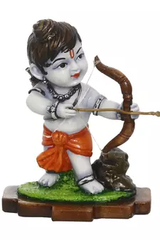 eCraftIndia Lord Ram Playing with Bow and Arrow Colorful Handcrafted DECORative Figurine