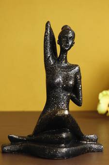 eCraftIndia Lady in Yoga Position Antique Look Handcrafted DECORative Showpiece