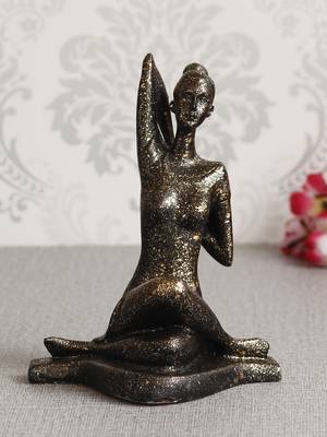 eCraftIndia Lady in Yoga Position Antique Look Handcrafted DECORative Showpiece 2