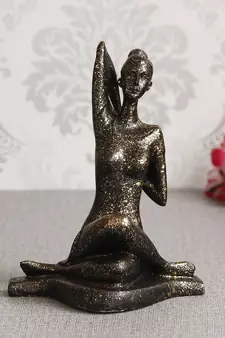 eCraftIndia Lady in Yoga Position Antique Look Handcrafted DECORative Showpiece