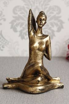 eCraftIndia Lady in Yoga Position Golden Look Handcrafted DECORative Showpiece