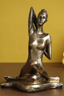 eCraftIndia Lady in Yoga Position Golden Look Handcrafted DECORative Showpiece