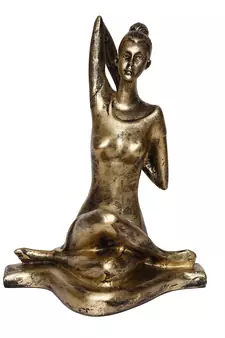eCraftIndia Lady in Yoga Position Golden Look Handcrafted DECORative Showpiece