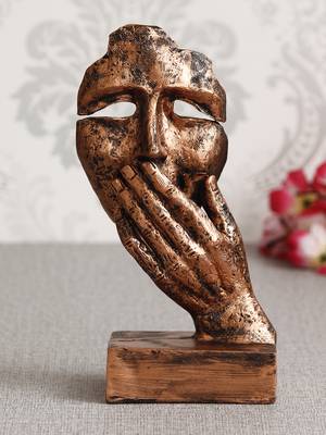 eCraftIndia Rustic Look Human Face with Hands on Mouth Handcrafted DECORative Showpiece 1