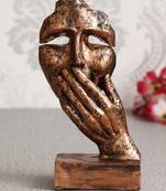 eCraftIndia Rustic Look Human Face with Hands on Mouth Handcrafted DECORative Showpiece
