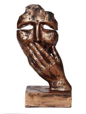 eCraftIndia Rustic Look Human Face with Hands on Mouth Handcrafted DECORative Showpiece 3