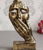 eCraftIndia Antique Look Human Face with Hands on Mouth Handcrafted DECORative Showpiece