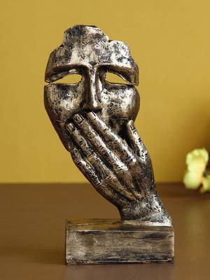 eCraftIndia Antique Look Human Face with Hands on Mouth Handcrafted DECORative Showpiece 2
