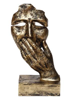 eCraftIndia Antique Look Human Face with Hands on Mouth Handcrafted DECORative Showpiece 3
