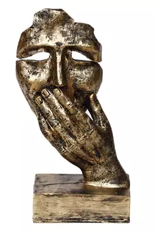 eCraftIndia Antique Look Human Face with Hands on Mouth Handcrafted DECORative Showpiece