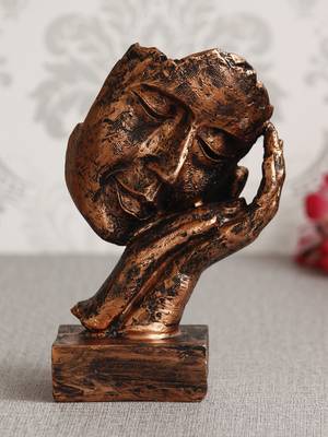eCraftIndia Rustic Look Human Face Resting on Hands Handcrafted Polyresin Showpiece 1