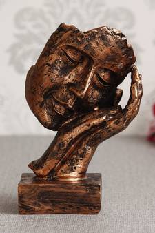 eCraftIndia Rustic Look Human Face Resting on Hands Handcrafted Polyresin Showpiece