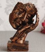 eCraftIndia Rustic Look Human Face Resting on Hands Handcrafted Polyresin Showpiece