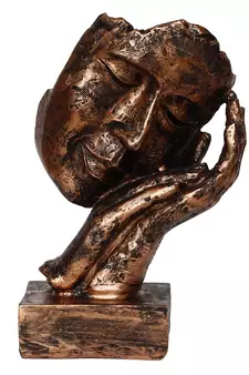 eCraftIndia Rustic Look Human Face Resting on Hands Handcrafted Polyresin Showpiece