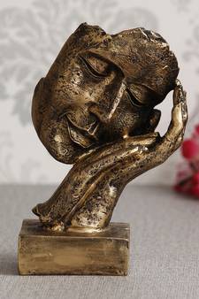 eCraftIndia Antique Look Human Face Resting on Hands Handcrafted Polyresin Showpiece
