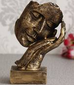 eCraftIndia Antique Look Human Face Resting on Hands Handcrafted Polyresin Showpiece