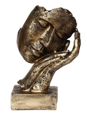 eCraftIndia Antique Look Human Face Resting on Hands Handcrafted Polyresin Showpiece 3
