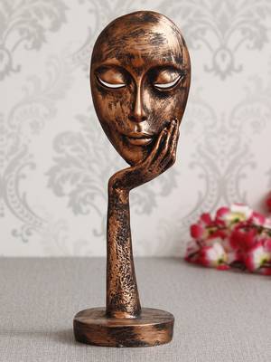 eCraftIndia Rustic Look Thinking Lady Face Handcrafted Polyresin Showpiece 1