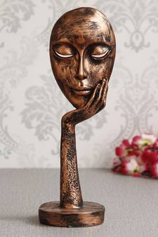 eCraftIndia Rustic Look Thinking Lady Face Handcrafted Polyresin Showpiece