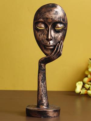 eCraftIndia Rustic Look Thinking Lady Face Handcrafted Polyresin Showpiece 2