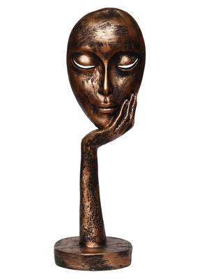 eCraftIndia Rustic Look Thinking Lady Face Handcrafted Polyresin Showpiece 3