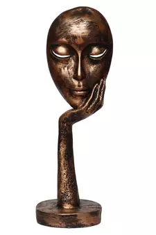 eCraftIndia Rustic Look Thinking Lady Face Handcrafted Polyresin Showpiece