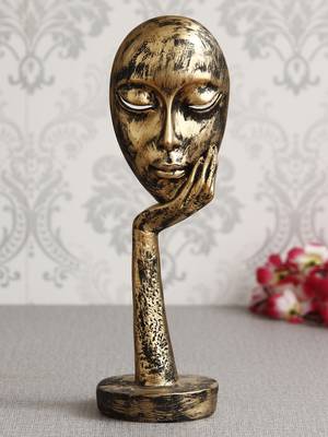 eCraftIndia Antique Look Thinking Lady Face Handcrafted Polyresin Showpiece 1