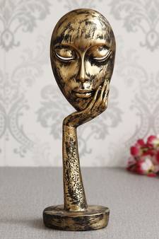 eCraftIndia Antique Look Thinking Lady Face Handcrafted Polyresin Showpiece