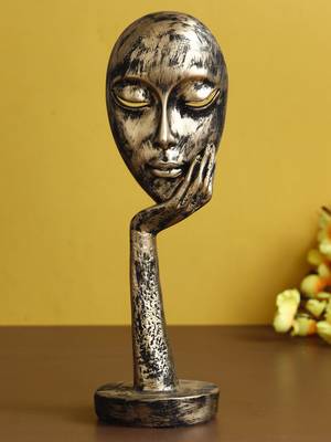 eCraftIndia Antique Look Thinking Lady Face Handcrafted Polyresin Showpiece 2