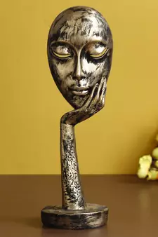 eCraftIndia Antique Look Thinking Lady Face Handcrafted Polyresin Showpiece