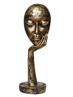 eCraftIndia Antique Look Thinking Lady Face Handcrafted Polyresin Showpiece 3