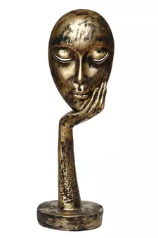 eCraftIndia Antique Look Thinking Lady Face Handcrafted Polyresin Showpiece