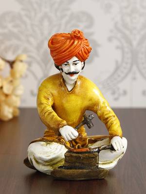 eCraftIndia 7 5 Inch Rajasthani Men Working with Hammer Handcrafted DECORative Polyresin Showpiece 2