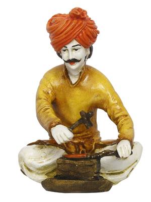 eCraftIndia 7 5 Inch Rajasthani Men Working with Hammer Handcrafted DECORative Polyresin Showpiece 3
