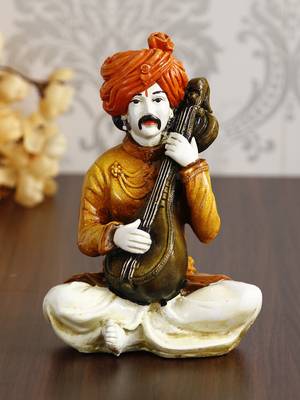 eCraftIndia 7 5 Inch Rajasthani Men Musician Playing Sitar Handcrafted DECORative Polyresin Showpiece 2
