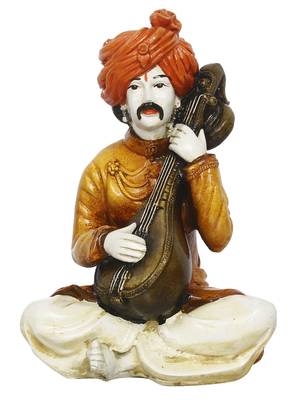 eCraftIndia 7 5 Inch Rajasthani Men Musician Playing Sitar Handcrafted DECORative Polyresin Showpiece 3